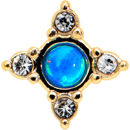 16G 5/16 Blue Synthetic Opal Gold Hue Rhombus Labret Monroe Tragus