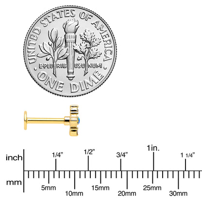 16G 5/16 Blue Synthetic Opal Gold Hue Rhombus Labret Monroe Tragus