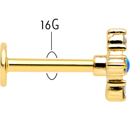 16G 5/16 Blue Synthetic Opal Gold Hue Rhombus Labret Monroe Tragus