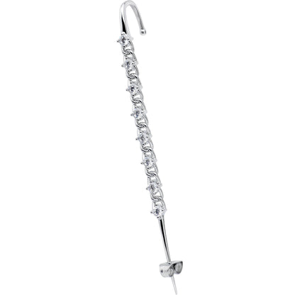 Clear CZ Gem Links Ear Cuff Bar Earring