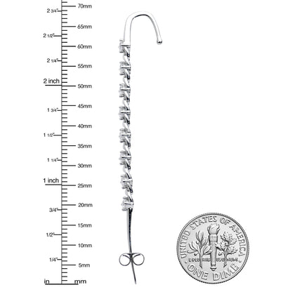 Clear CZ Gem Links Ear Cuff Bar Earring