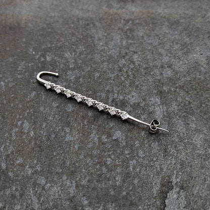 Clear CZ Gem Links Ear Cuff Bar Earring