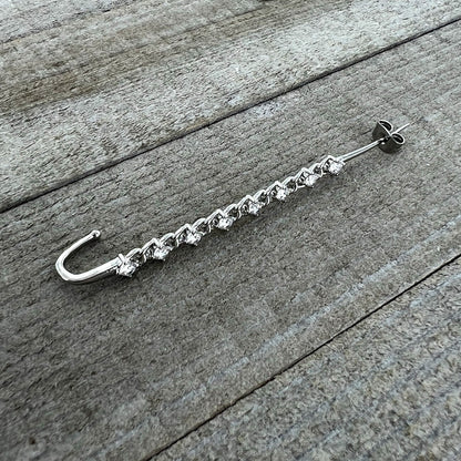 Clear CZ Gem Links Ear Cuff Bar Earring