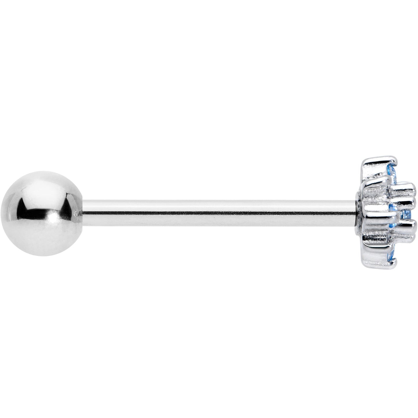 Blue Clear Gem Stylish Snowflake Barbell Tongue Ring