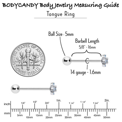 Blue Clear Gem Stylish Snowflake Barbell Tongue Ring