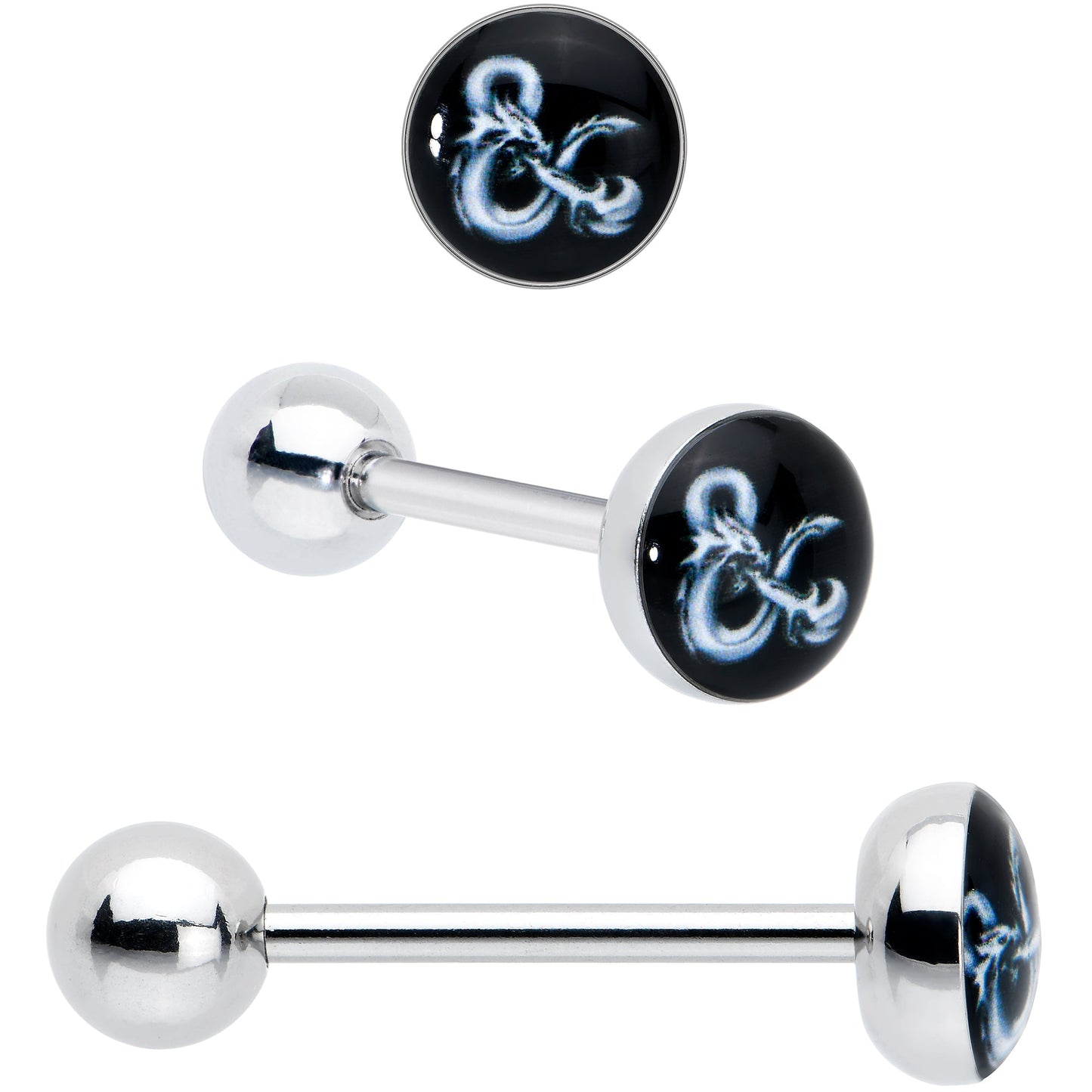 Licensed Dungeons & Dragons Dice Red Clear Barbell Tongue Ring Set of 4