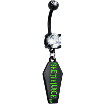 Clear Gem Black Officially Licensed Beetlejuice Coffin Dangle Belly Ring