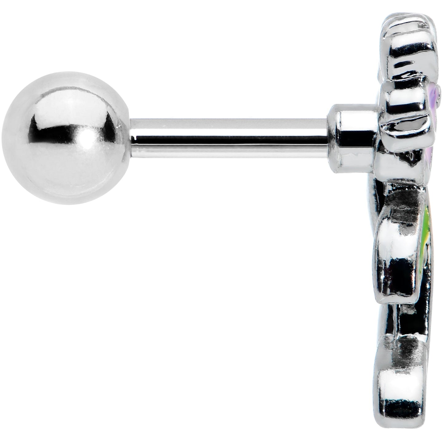 16G 1/4 Pink Purple Long Flower Cartilage Tragus Earring