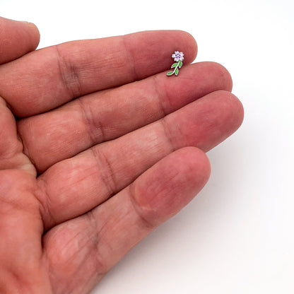 16G 1/4 Pink Purple Long Flower Cartilage Tragus Earring