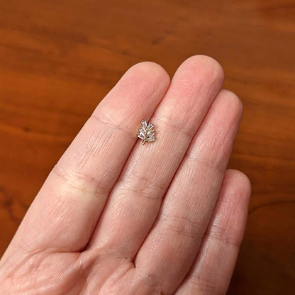 16G 1/4 Clear CZ Gem Leafy Rosy Branch Threadless Labret Tragus