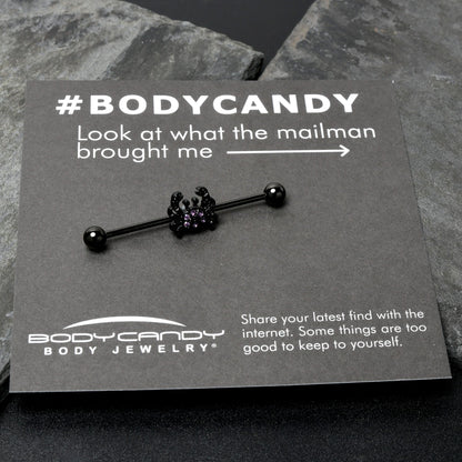 14G Purple Gem Black Chic Crab Industrial Barbell 38mm