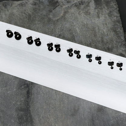 3mm-8mm Ball Stud Black 316L Stainless Steel Earrings 6 Pack