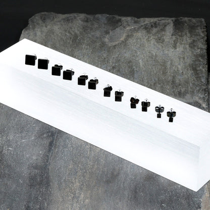 3mm-8mm Square Stud Black 316L Stainless Steel Earrings 6 Pack