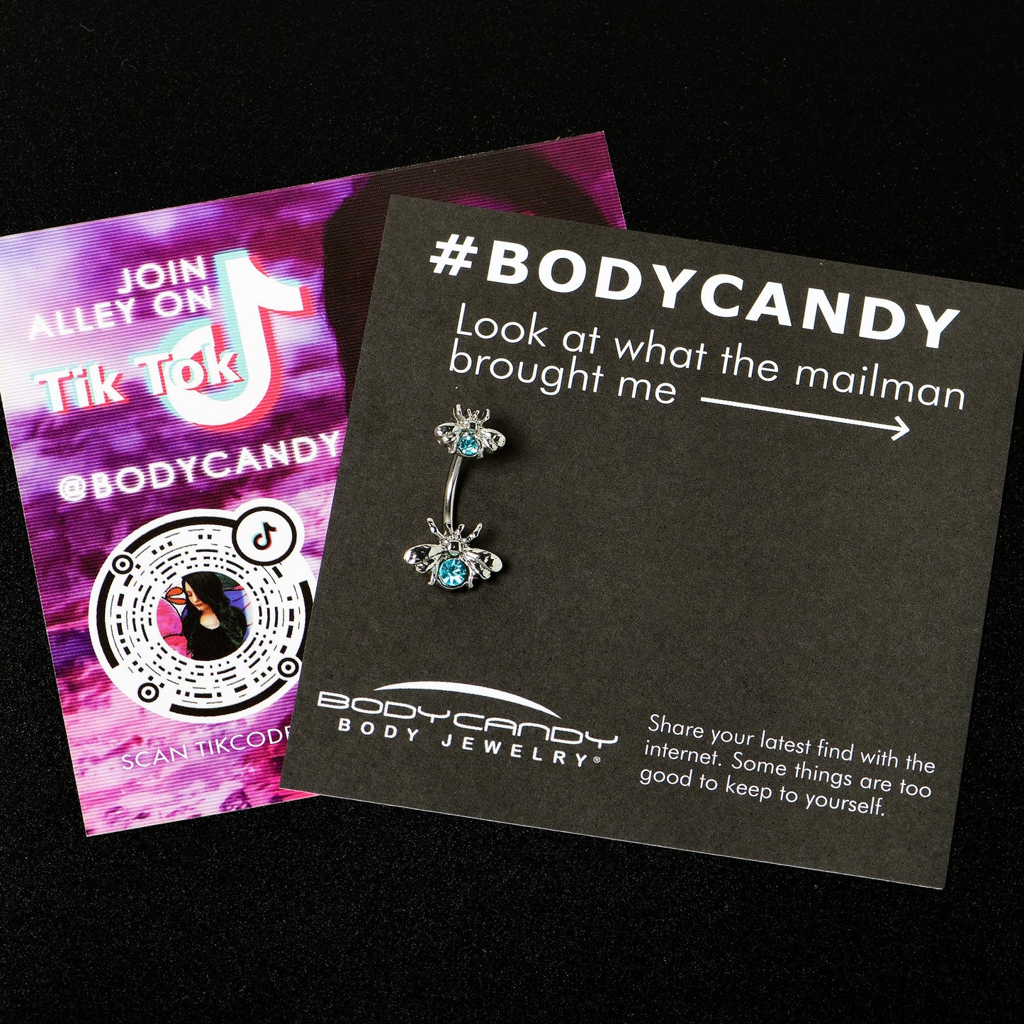 Blue Gem Bees Beautiful Insect Double Mount Belly Ring