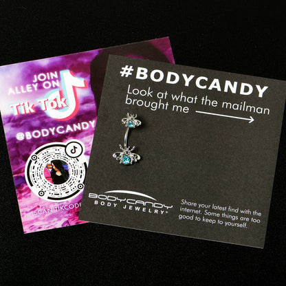 Blue Gem Bees Beautiful Insect Double Mount Belly Ring