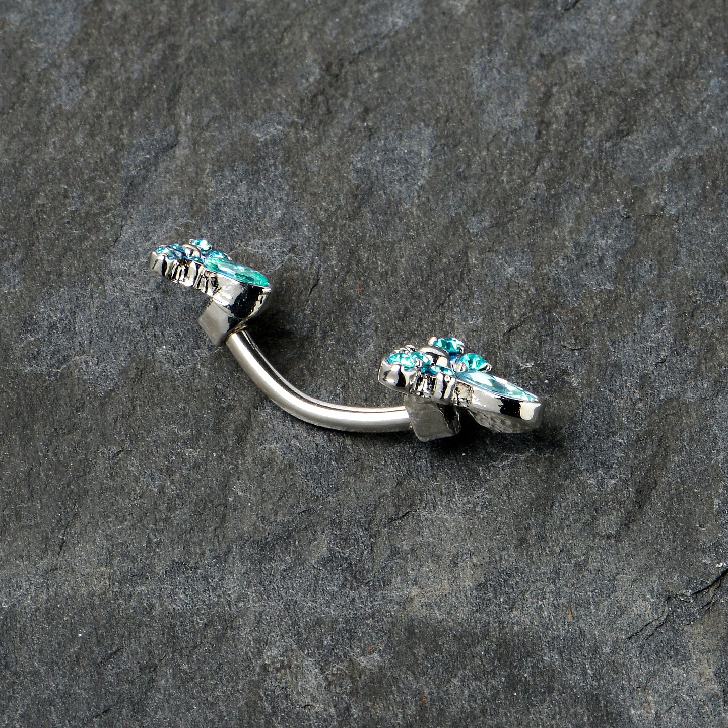 Blue Gem Bees Beautiful Insect Double Mount Belly Ring