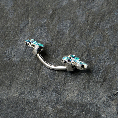 Blue Gem Bees Beautiful Insect Double Mount Belly Ring