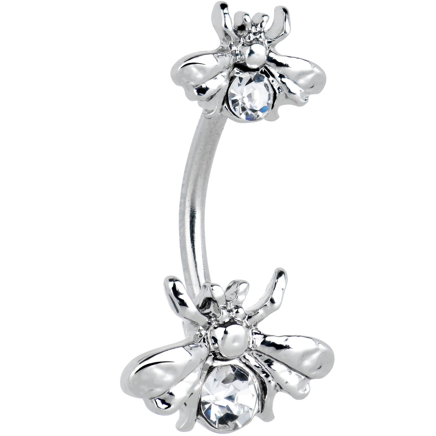 Clear Gem Bees Beautiful Insect Double Mount Belly Ring