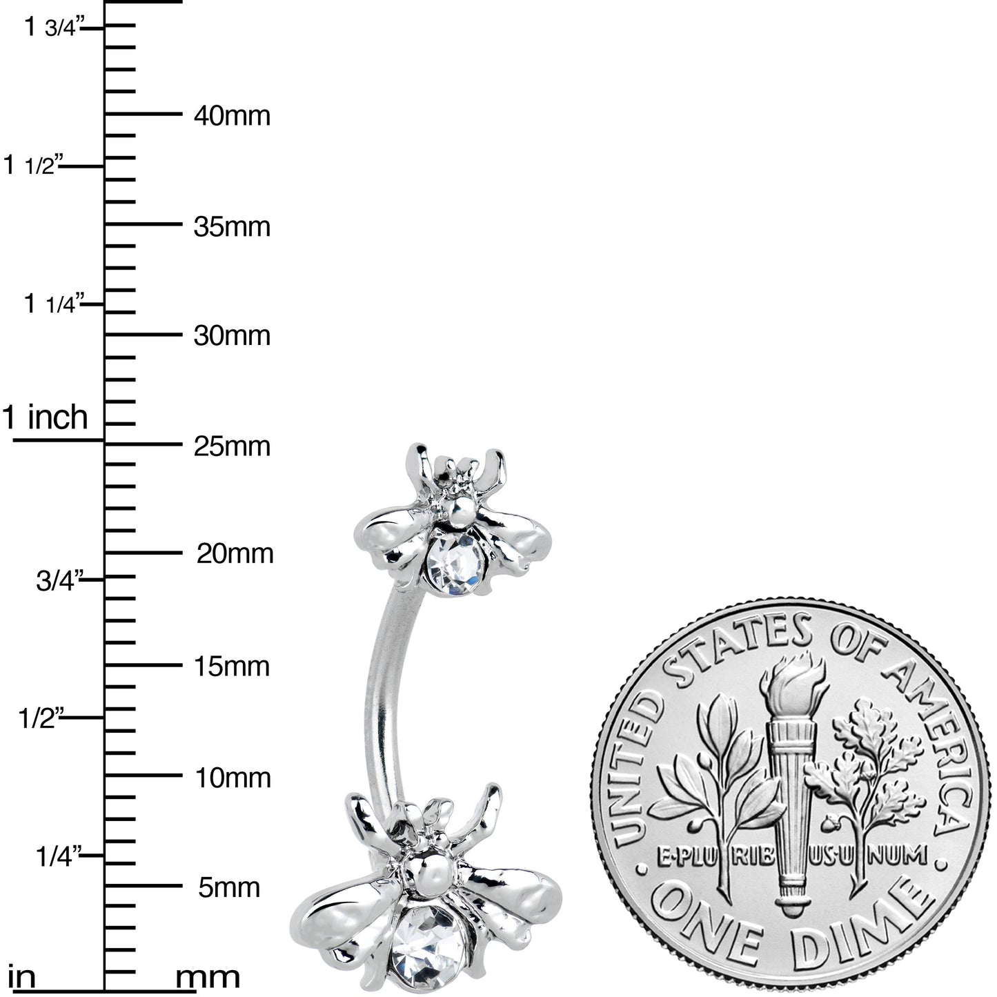 Clear Gem Bees Beautiful Insect Double Mount Belly Ring