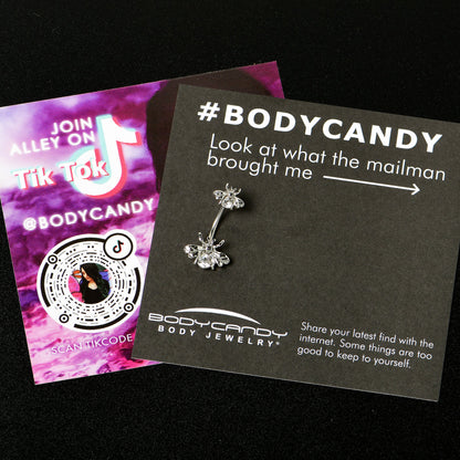 Clear Gem Bees Beautiful Insect Double Mount Belly Ring