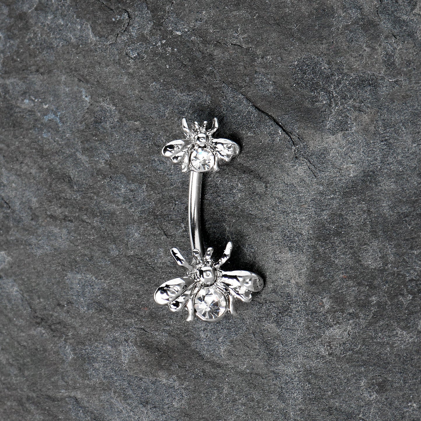 Clear Gem Bees Beautiful Insect Double Mount Belly Ring