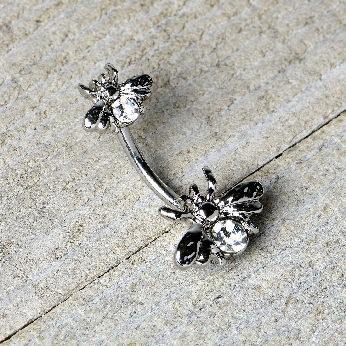 Clear Gem Bees Beautiful Insect Double Mount Belly Ring