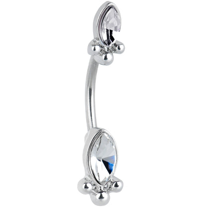 Clear Gem Art Deco Ovals Double Mount Belly Ring