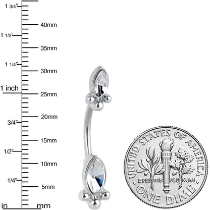 Clear Gem Art Deco Ovals Double Mount Belly Ring