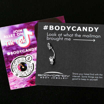 Clear Gem Art Deco Ovals Double Mount Belly Ring