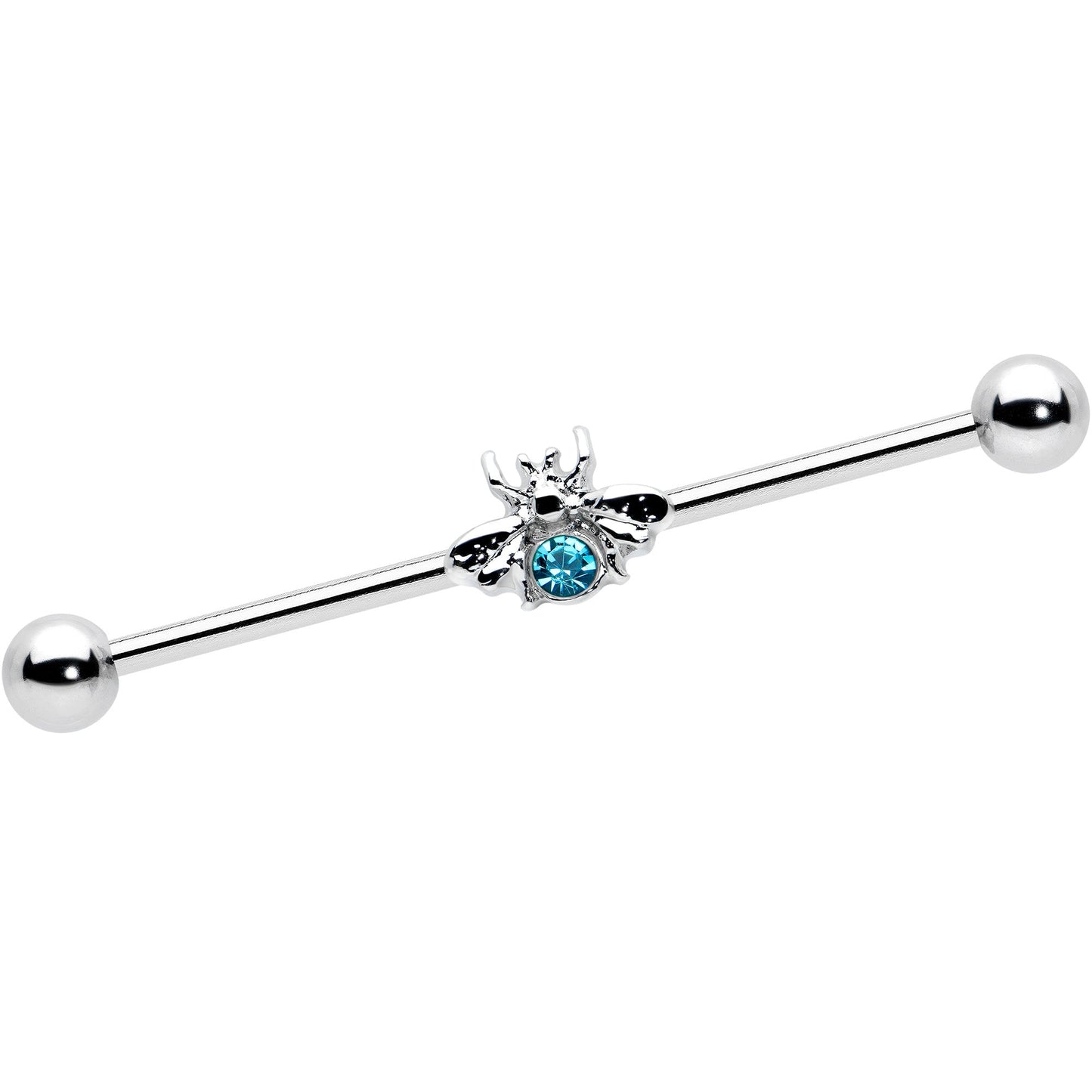 14G Blue Gem Bee Beautiful Insect Industrial Barbell 38mm