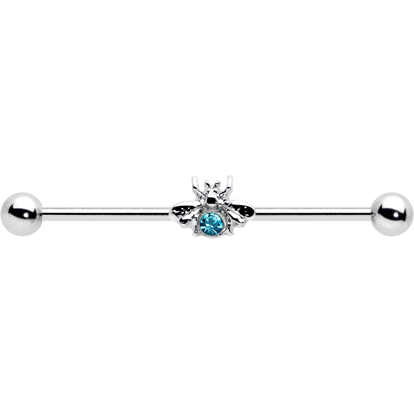 14G Blue Gem Bee Beautiful Insect Industrial Barbell 38mm