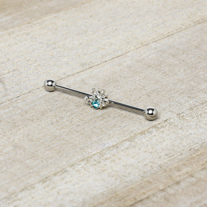 14G Blue Gem Bee Beautiful Insect Industrial Barbell 38mm