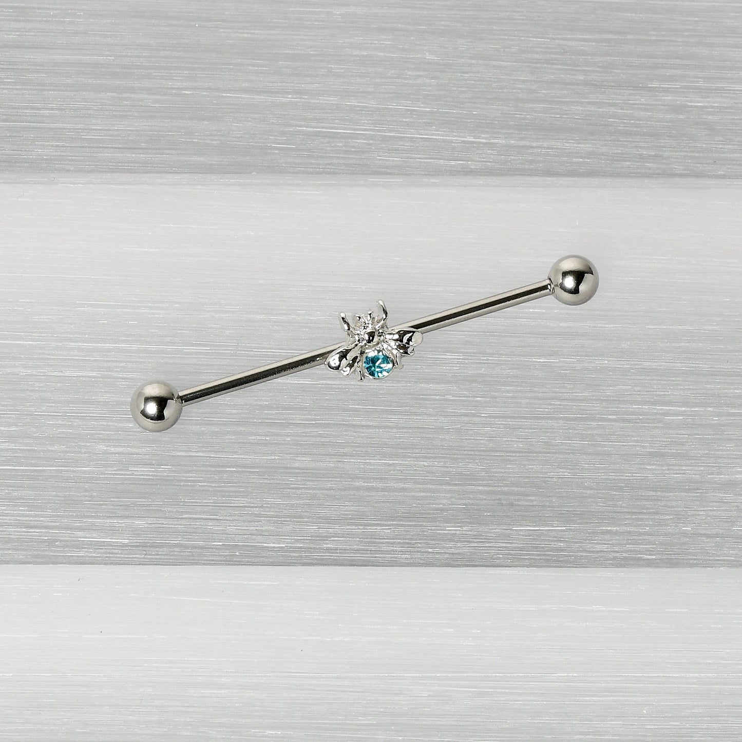 14G Blue Gem Bee Beautiful Insect Industrial Barbell 38mm