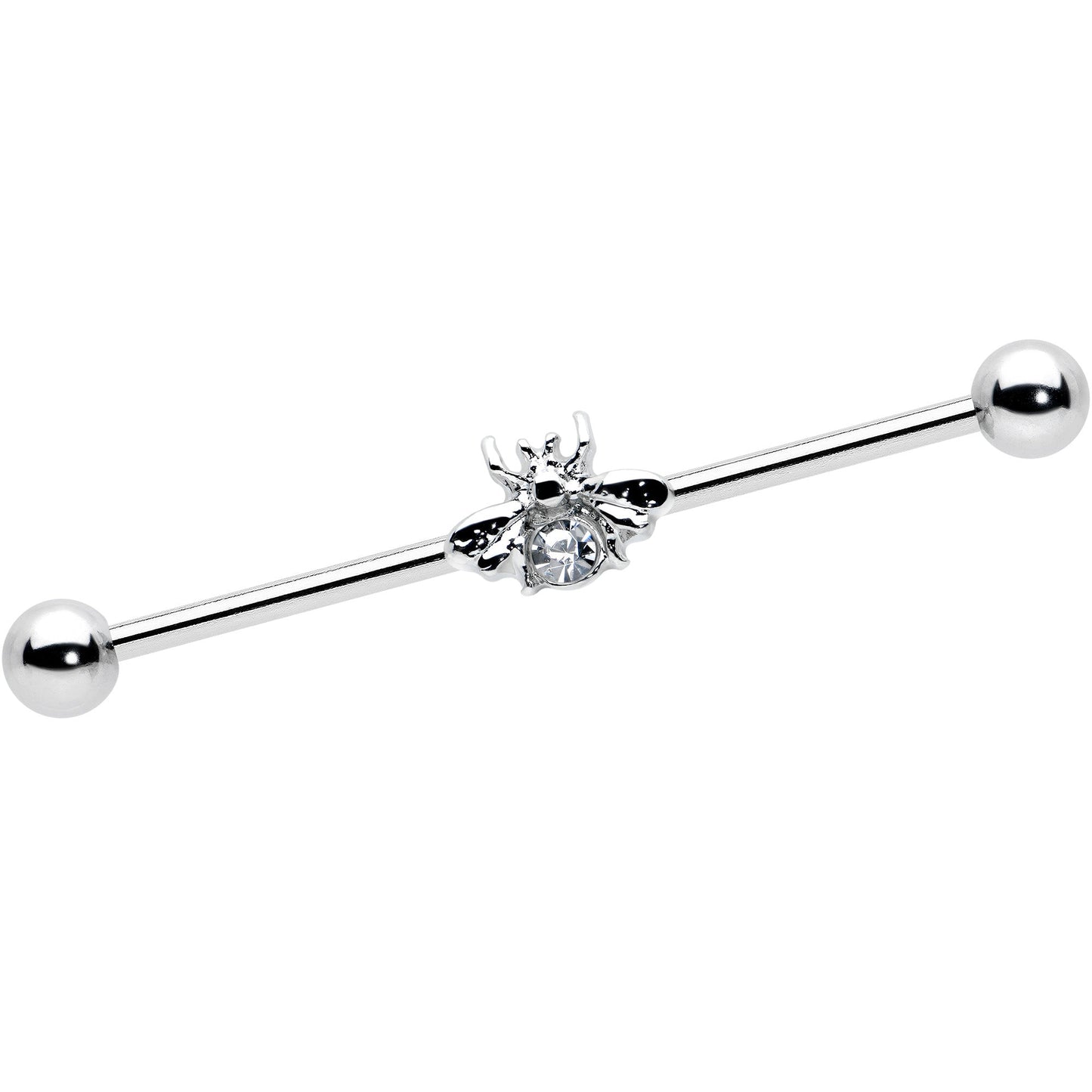 14G Clear Gem Bee Beautiful Insect Industrial Barbell 38mm
