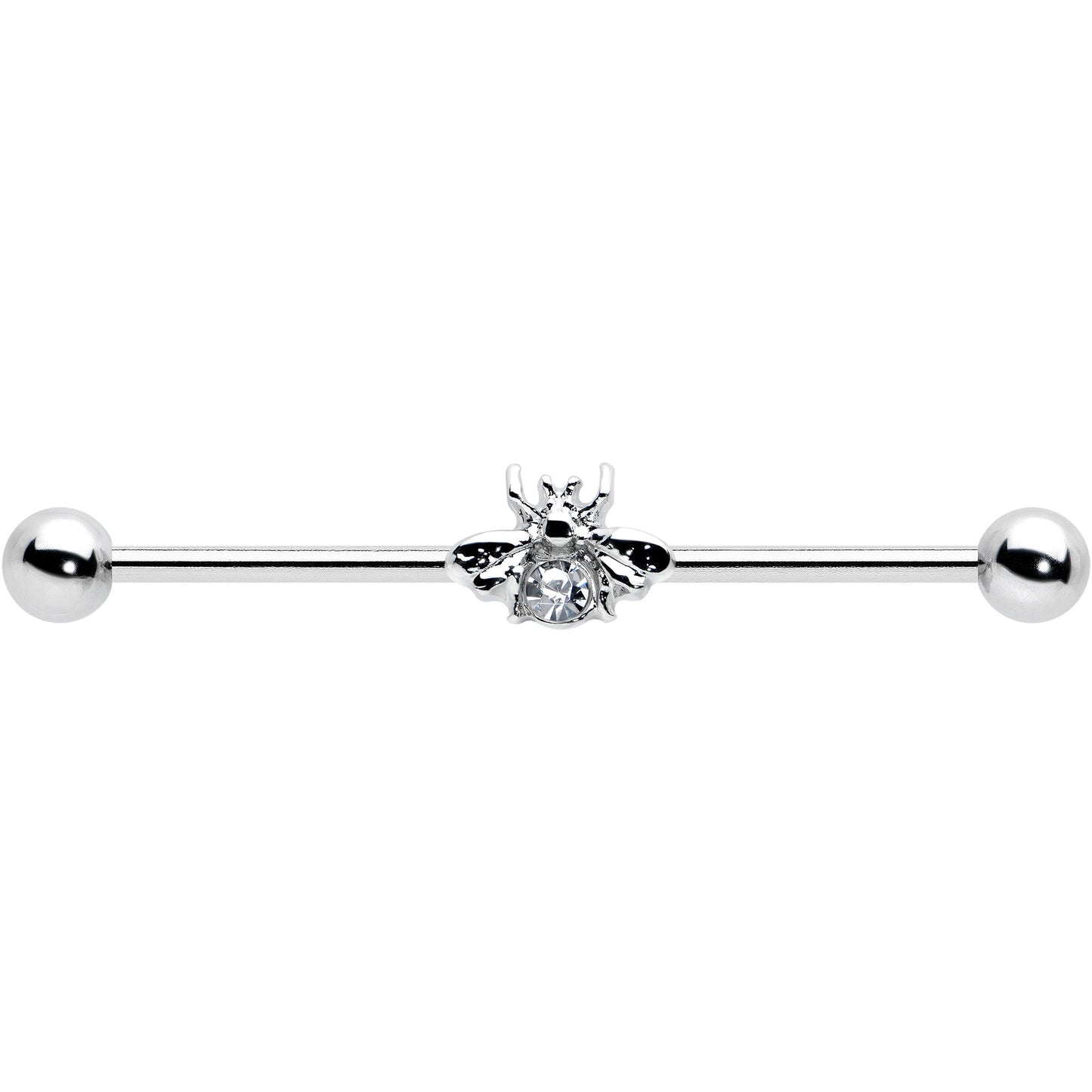 14G Clear Gem Bee Beautiful Insect Industrial Barbell 38mm