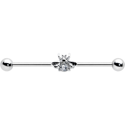 14G Clear Gem Bee Beautiful Insect Industrial Barbell 38mm