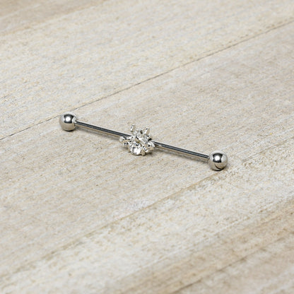 14G Clear Gem Bee Beautiful Insect Industrial Barbell 38mm