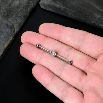 14G Clear Gem Bee Beautiful Insect Industrial Barbell 38mm