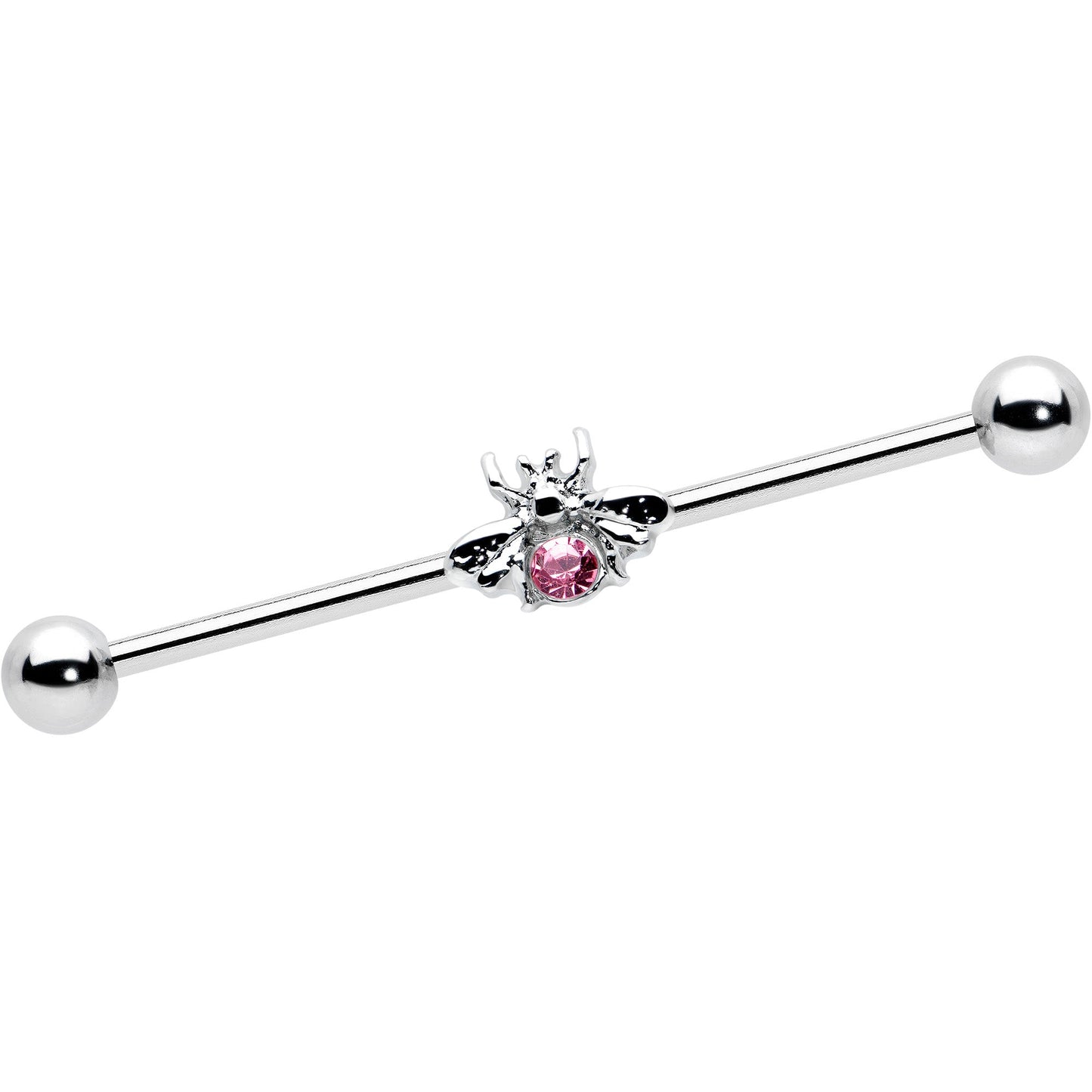14G Pink Gem Bee Beautiful Insect Industrial Barbell 38mm