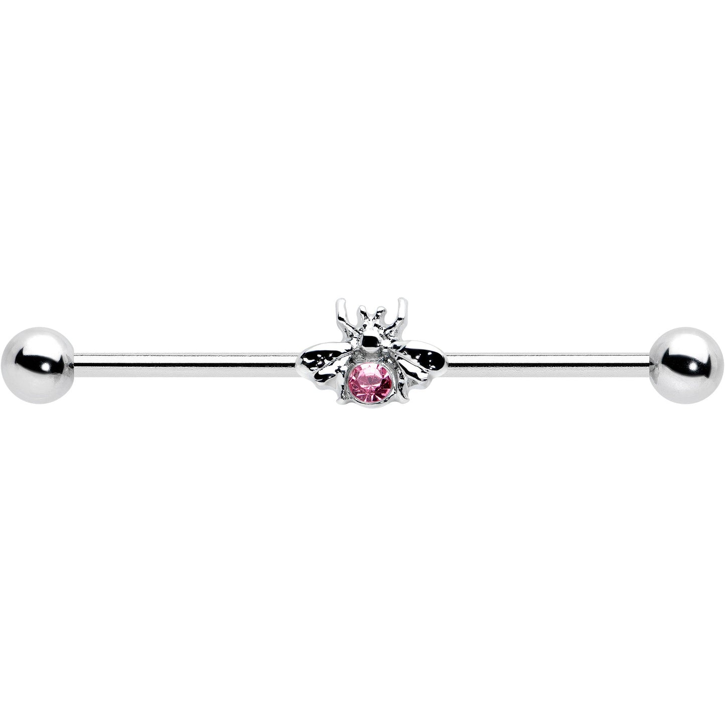 14G Pink Gem Bee Beautiful Insect Industrial Barbell 38mm