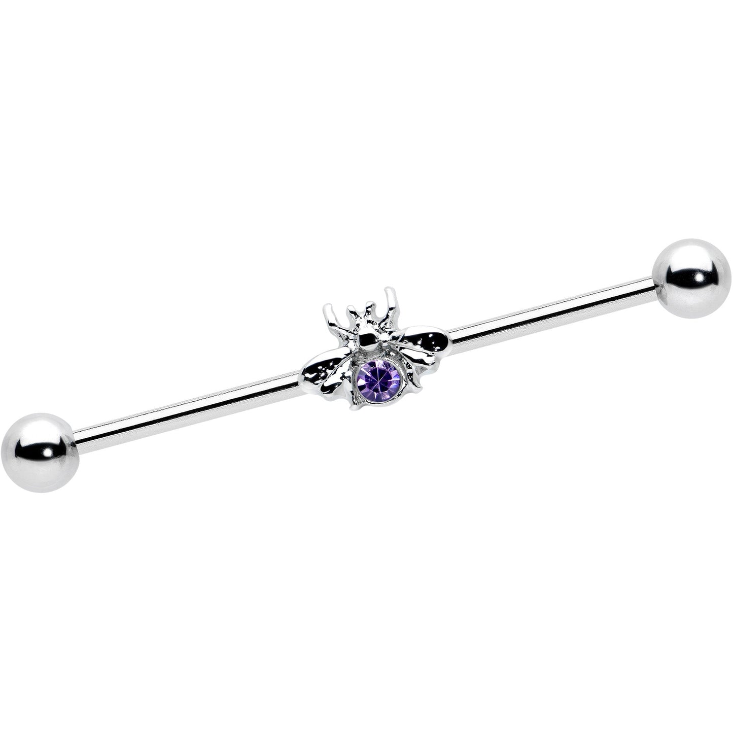 14G Purple Gem Bee Beautiful Insect Industrial Barbell 38mm