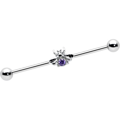 14G Purple Gem Bee Beautiful Insect Industrial Barbell 38mm