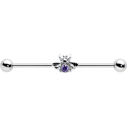 14G Purple Gem Bee Beautiful Insect Industrial Barbell 38mm