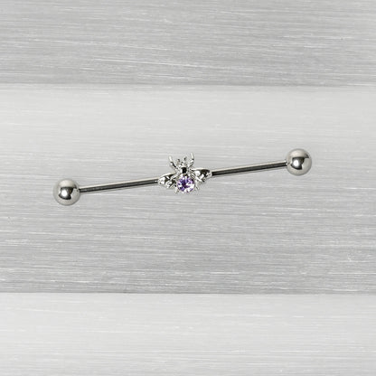 14G Purple Gem Bee Beautiful Insect Industrial Barbell 38mm