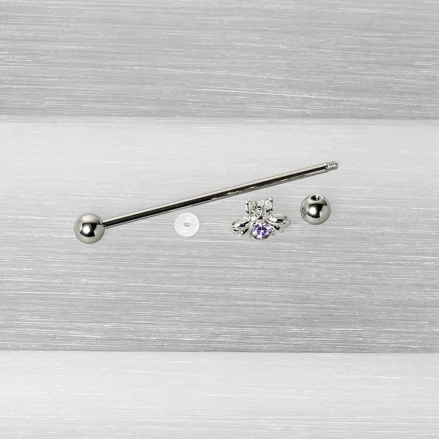 14G Purple Gem Bee Beautiful Insect Industrial Barbell 38mm