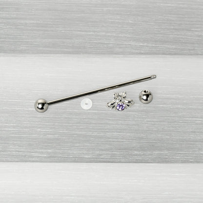 14G Purple Gem Bee Beautiful Insect Industrial Barbell 38mm