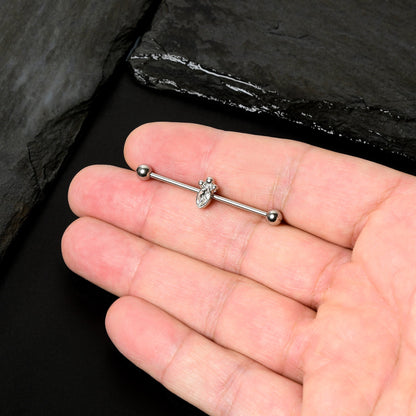 14G Gem Deco Oval Industrial Barbell 38mm