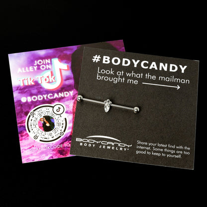 14G Gem Deco Oval Industrial Barbell 38mm