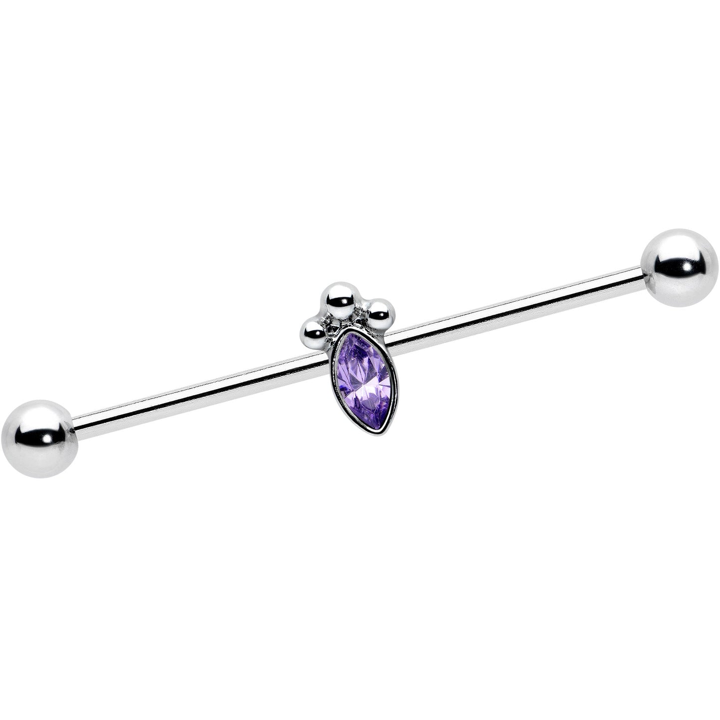 14G Gem Deco Oval Industrial Barbell 38mm