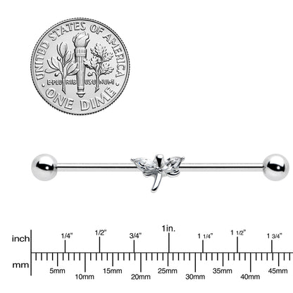 14G Clear Gem Simple Stylized Dragonfly Industrial Barbell 38mm